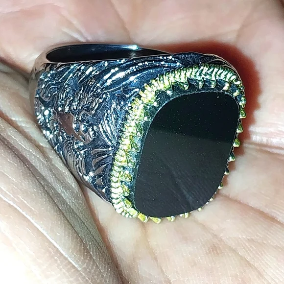 Retro Silver Gold and Black Men's Ring Sz 12 - Picture 8 of 9